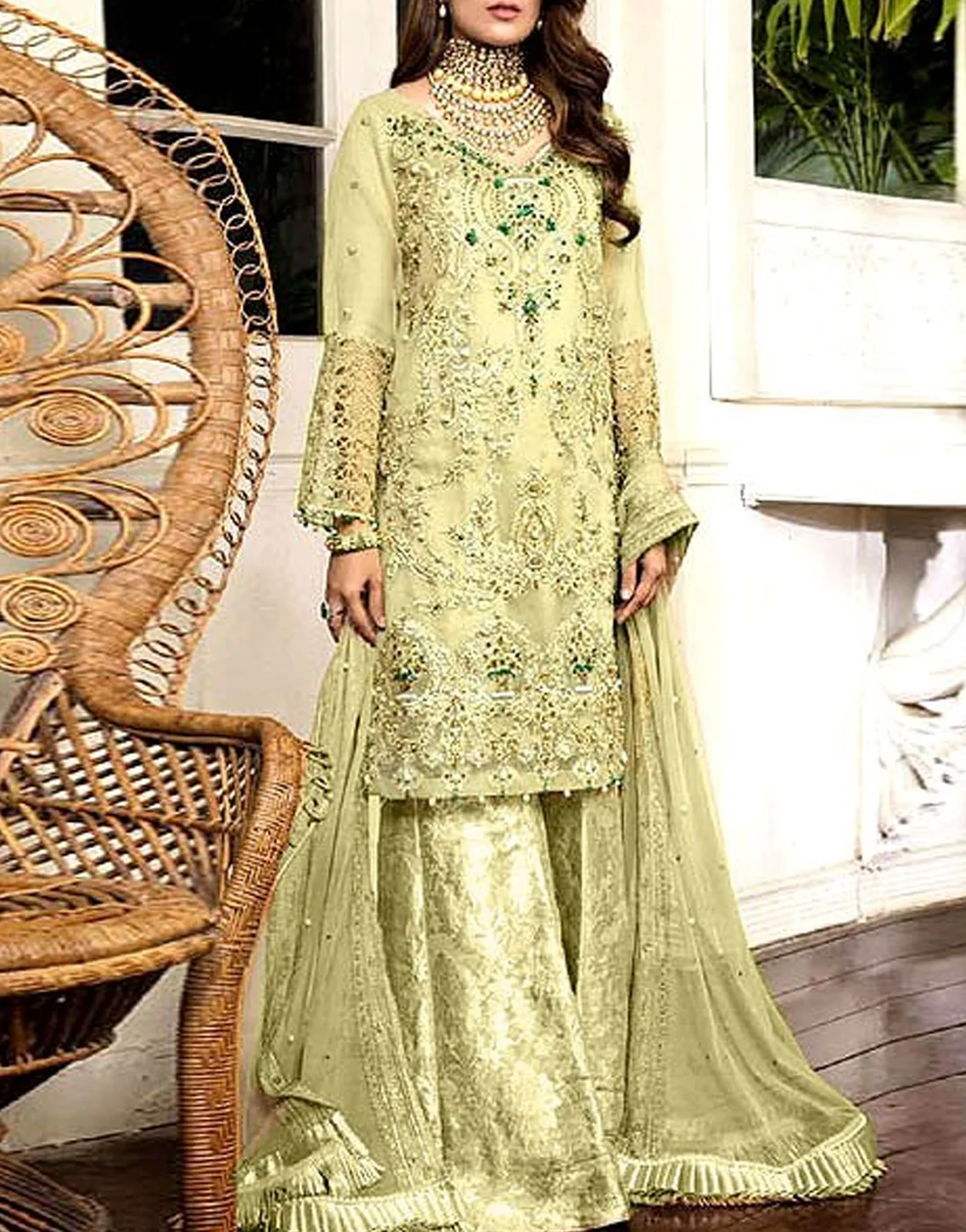p15586-embroidered-organza-party-dress Heavy Embroidered with Handwork Organza - Image 1